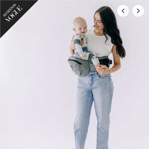 TUSHBABY Hip Carrier Baby to Toddler Hip Seat Grey Canvas NEW